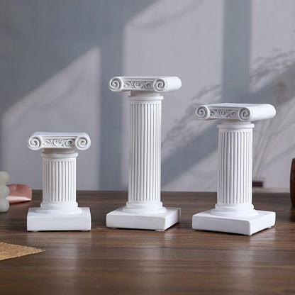 Mini Nordic Resin Roman Column, Greek Sculptural Angel Display, Photo Props, Candle Holder, Sketching Art Teaching Tools (Ionic C (White) - 19cm) - color: Ionic C (White) - 19cm