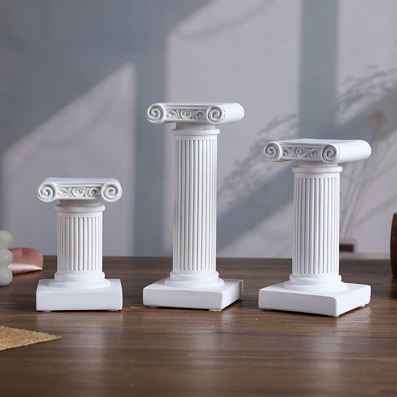Mini Nordic Resin Roman Column, Greek Sculptural Angel Display, Photo Props, Candle Holder, Sketching Art Teaching Tools (Ionic C (White) - 15.5cm) - color: Ionic C (White) - 15.5cm