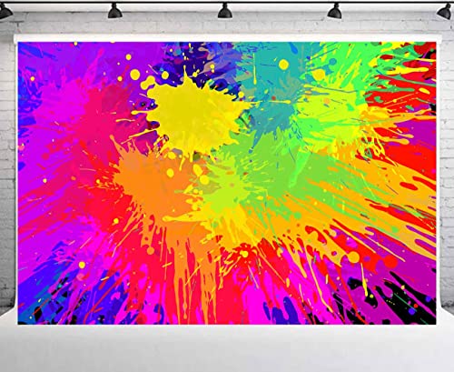 Vinyl 15x10ft Colorful Paint Splash Backdrop, Abstract Graffiti Style Hip Hop 80's 90's Theme Photography Backdrops Birtdhay Party Decoration Banner Photo Backdrop Booth Props BJXTPH217 - size: 15x10ft