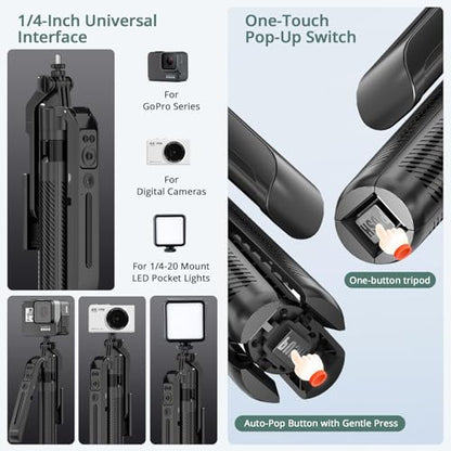 Phone Tripod with Light, 2 Pack Lavalier Mic, 71" Extendable Auto Face Tracking 360° Rotation, 1/4" Camera Mount & Remote, No App Needed, Vlogging Kit for iPhone Android YouTube TikTok Live Streaming
