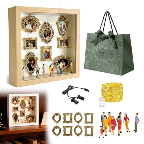 DIY Mini Museum Silhouette Box – 2026 New Mini Museum Kit with Figurines & Lights, Personalized DIY Photo Family Memory Display Case Frame, Celebrate Your Unique Memories in Style (D) - color: D