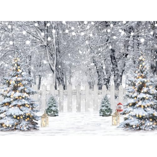 Winter Photography Backdrop Glitter Snowy Forest Pine Tree Background Snow Christmas Xmas Holiday Party Decor Banner Portrait Studio Booth Photobooth Props 7X5ft 115 - size: 7x5ft