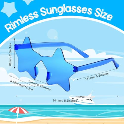 PLULON 30 Pairs Star Sunglasses Rimless Star Shape Sunglasses, Glasses Bulk Bachelorette Party Favors for Birthday Beach Kids Adult - color: Blue