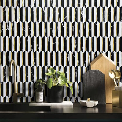 DICOFUN 10-Sheet Black & White Peel and Stick Backsplash for Kitchen, PVC Stick on Backsplash Wall Tiles - color: Fish Scale/Black and White, size: 10 Sheets, 12"x12"x0.12"