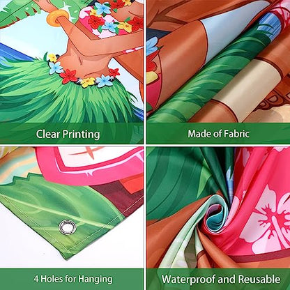 Capoda Hawaiian Party Decorations Luau Couple Photo Prop Hawaiian Photo Backdrop Background Tropical Beach Prop Couple Door Banner for Summer Luau Party Favors Supplies