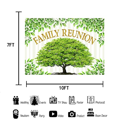 Family Reunion Backdrop, Family Tree Members Theme Photo Backdrop Vinyl 10x7ft Green Tree Family Gather Welcome Party Photography Backdrops Rod-Pocket Props, BJLSGU96 - size: 10x7ft