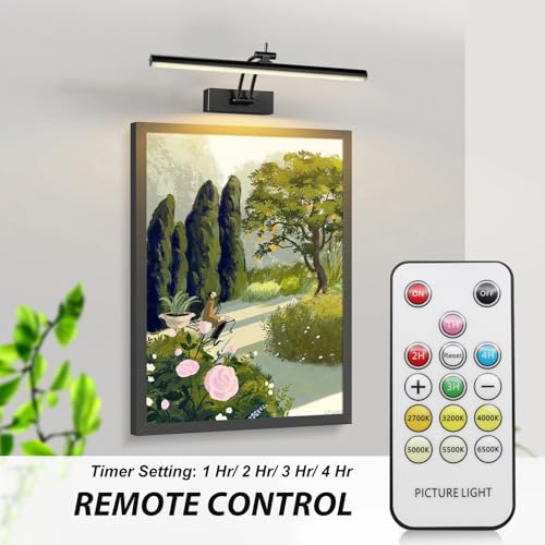 Yuichoy 2 Pack Picture Lights for Wall Battery Operated, 12 inch Wireless Art Lighting for Painting, 6 Colors Picture Frame Lights with Remote, Dimmable 4200mAh Gallery Light, Black - color: Black, size: 12 Inch