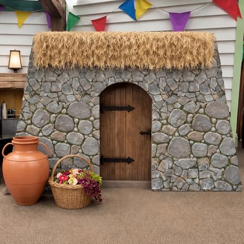 Tegeme 100 ft x 54 Inch Vintage Brick Stone Wall Backdrop Roll Overgrown Wall Background Photography Scene Setter Wallpaper Tablecloth Plastic Medieval Castle Stone Backdrop for Party Decor - size: 1200" x 54" (Rectangular), style: Vintage Brick