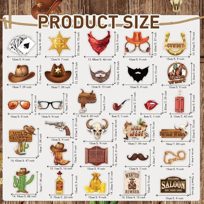 30PCS Western Cowboy Cowgirl Photo Booth Props with 1PCS Inflatable Photo Booth Frame for Wild West Themed Party,Country Party,Cowgirl Bachelorette Party,Cowboy Party Supplies - color: Western Cowboy