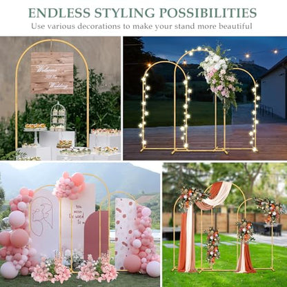 WellSign Wedding Arch Backdrop Stand 6FT, 5FT, 4FT Set of 3 Metal Gold Balloon Arch kit Stand for Ceremony Baby Shower Valentine Engagement Party Event Decoration, Garden Climbing Plant Fram - size: 6FT+5FT+4FT