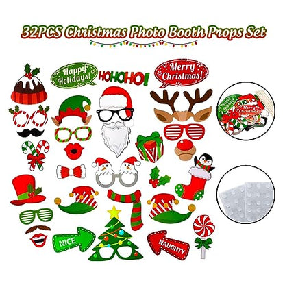 Avezano 98pcs Christmas Decorations Set, Merry Christmas Foil Fringe Tinsel Curtains Balloons Arch Garland Favors for Kids & Adults Selfie Picture Holiday Party Props for Photo Backdrop Supplies