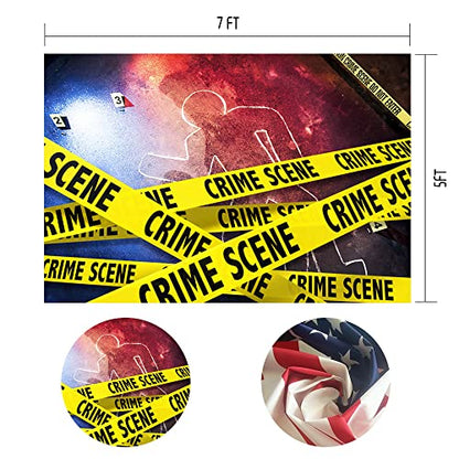 Crime Scene Photography Backdrop Body Silhouette Caution Barricade Tape Background Do Not Enter Party Decorations for Halloween Party Photo Booth Studio Props Cake Table Banner 7x5ft BJZSME133