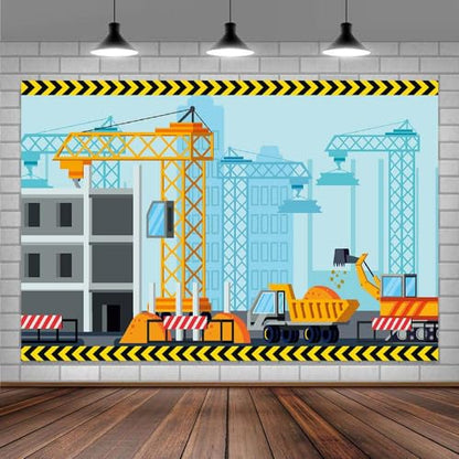 Construction Theme Birthday Photo Backdrop Kids Party Photography Backdrop Dump Truck Excavator Construction Backdrop 6X4FT - color: Construction-2, size: 6X4FT