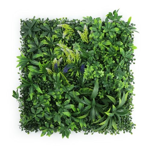 Artificial Grass Wall Panels, 12pcs 20"x20" Greenery Backdrop Mats for Privacy Screening Fence, Outdoor Plant Leaves Garden Decor, Indoor Green Wall