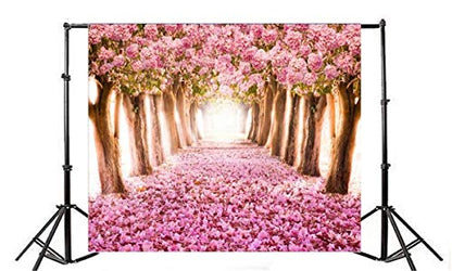 AOFOTO 10x8ft Spring Cherry Blossom Backdrop Sweet Pink Flowers Tree Floral Petal Boulevard Photography Background Wedding Photo Studio Props Girl Bride Woman Lady Mother Artistic Portrait Wallpaper - size: 10x8ft