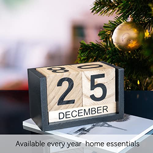 Notakia Wooden Gaobei Desk Blocks Calendar Perpetual Block Month Date Display (Large Black Wood Color) - color: Black Wood Large