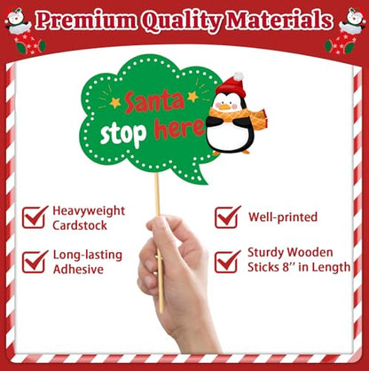 Christmas Photo Booth Props - 36Pcs Christmas Party Decorations Decor & Selfie Accessories, Fun Xmas Party Favors Gifts for Adults, Office Party Supplies