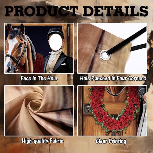 Tudomro Horse Racing Photo Props Background 6 x 4 ft Derby Party Decorations Run for The Roses Photography Banner Roses Horse Race Photo for Rose Race Party Supplies Equestrian Racetrack Props - style: Horse Racing