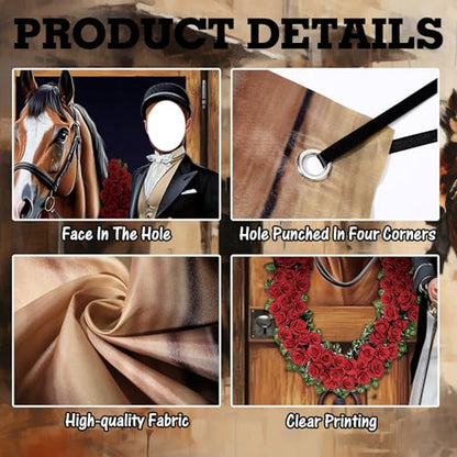 Tudomro Horse Racing Photo Props Background 6 x 4 ft Derby Party Decorations Run for The Roses Photography Banner Roses Horse Race Photo for Rose Race Party Supplies Equestrian Racetrack Props - style: Horse Racing
