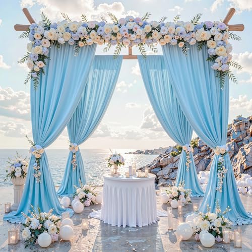 10 ft x 8 ft Wrinkle Free Baby Blue Backdrop Curtain for Parties, Polyester Light Blue Photo Backdrop Drapes for Birthday Wedding Party Baby Shower Photography - color: Baby Blue, size: 5'(w) X 8'(h), 2 Panels