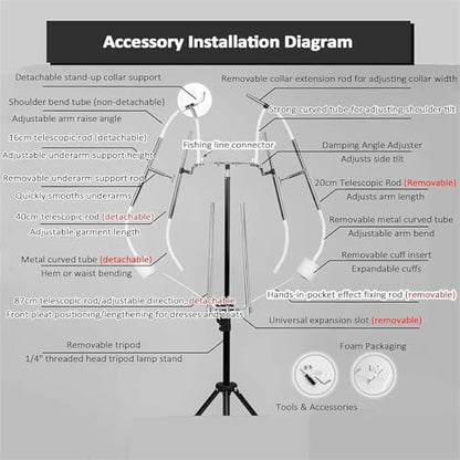 Professional Clothing Photography Dress Form, Adjustable Body Shape Display Stand, for Shirt Skirt Pants Apparel Shooting and Retail Store Display