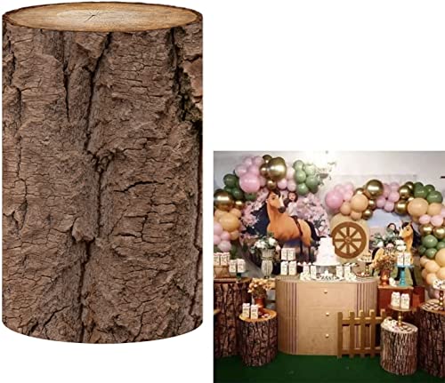 Vintage Wood Pedestal Covers for Birthday Party Decoration Wood Grainy Texture Plinth Cover Wedding Baby Shower Photography Baptism Communion Cylinder Cover Props NO-230-D56H57 - color: Plinth/Cylinder Cover, size: D56cmH57cm