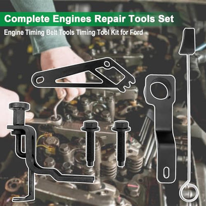 Timing Belt Tools Compatible with Ford 4.6L/5.4L 3V Engine Valve Spring Compressor Cam Phaser Holding Timing Chain Locking Wedge Crankshaft Positioning Wrench Holder Pulley Bolt Tool Set - style: 6PCS Timing Tool Kit for Ford
