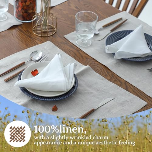 Simple&Opulence Linen Napkins Set of 6 – 100% Pure Linen Napkins for Spring, Easter, Mothers Day,Wedding, Party, Everyday Use Machine Washable and Reusable 14" x 14" White - color: White, size: napkin(14"×14")