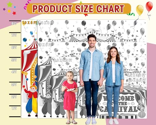Remagr Large Circus Carnival Backdrop 10 x 8 ft Welcome to The Carnival Banner Backdrop Photo Garage Doors Background for Circus Theme Party Decorations Birthday Party Supplies Photo Props - size: 10 x 8 ft