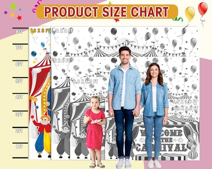 Remagr Large Circus Carnival Backdrop 10 x 8 ft Welcome to The Carnival Banner Backdrop Photo Garage Doors Background for Circus Theme Party Decorations Birthday Party Supplies Photo Props - size: 10 x 8 ft
