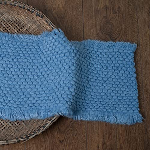Zeroest Baby Photography Props Basket Braid Wool Wrap Newborn Photo Shoot Baskets Filler Posing Stuffer Background Blanket (Blue) - color: Blue