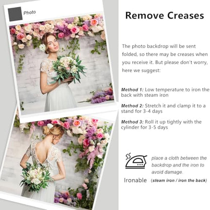 YongFoto Retro White Brick Wall Floral Arch Backdrop 20x10ft Rose Flowers Vine Leaves Photography Background Birthday Bridal Shower Wedding Party Banner Room Decor Portraits Photoshoot Wallpaper - size: 20ftx10ft