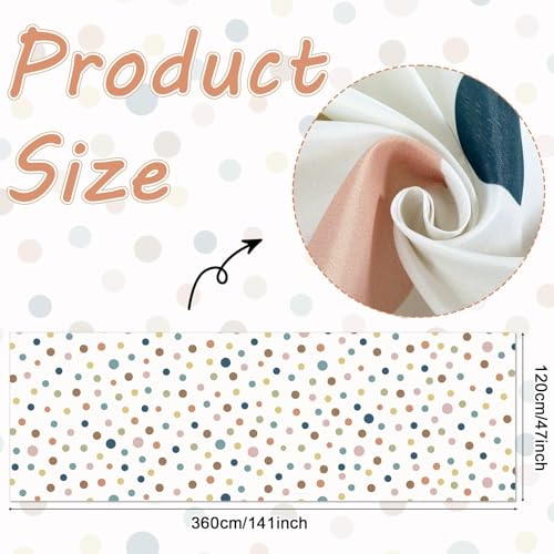 Classroom Fabric Bulletin Board 47x141inch Boho Dots White Back to School Classroom Backdrops Decorations for Wall Door Background, DIY Craft, Bulletin Boards, Pillows, Curtains, Reusable, Easy to Cut - style: Boho