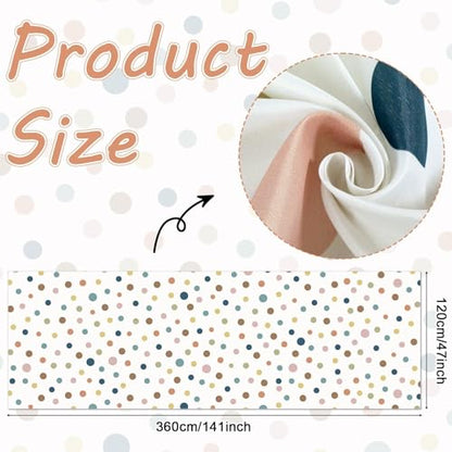 Classroom Fabric Bulletin Board 47x141inch Boho Dots White Back to School Classroom Backdrops Decorations for Wall Door Background, DIY Craft, Bulletin Boards, Pillows, Curtains, Reusable, Easy to Cut - style: Boho