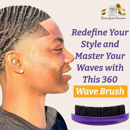 360 Wave Brush, Build Deeper Waves, Soft & Hard Boar Bristle Curved Brushes BLACK LAVISH ESSENTIALS Hard Bristle (Medium-Hard Brush, Purple) - color: Purple, size: Medium-Hard