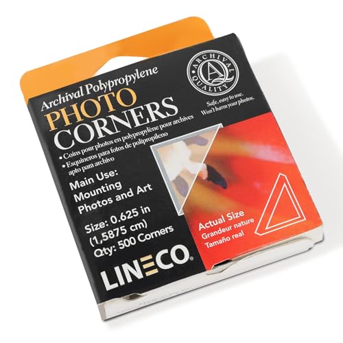 Lineco Infinity 0.625" Clear Acid-Free Archival Photo Corners Self Adhesive, Pressure Sensitive, Non-Yellowing, Mounting for Pictures, Scrapbook, DIY, Displaying Posters (Pack of 500) - color: Clear