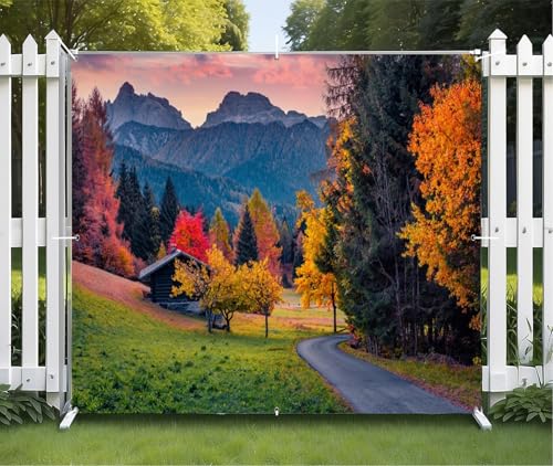 Fall Garage Door Cover Banner Decorations Backdrop 12x8ft Thanksgiving Autumn Country Forest Maple Leaves Nature Landscape Garage Door Banner Party Photoshoot Studio Prop Photography Background - size: 8x12ft