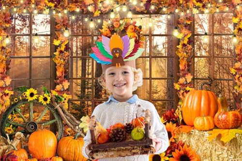Fall Thanksgiving Backdrops Photography Fall Forest Window Photo Backdrop 10x8ft Autumn Pumpkin Maple Harvest Thanksgiving Theme Party Background Decoration Kids Baby Portrait Banner Props - color: NWH20236