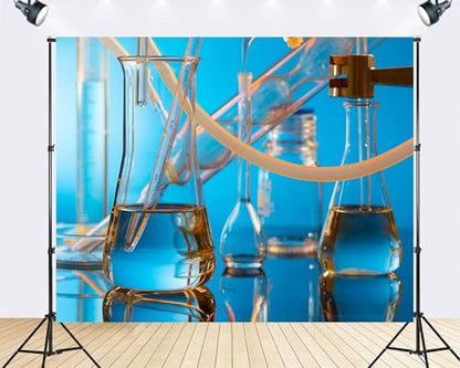 Trykid 20x10ft Scientific Laboratory Glassware Backdrop Chemistry Research Equipment Photography Background STEM School Lab Event Party Decoration Tapestry Photo Booth Prop Fabric - size: 20x10ft