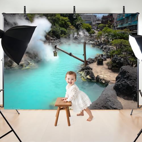 5x7ft Photography Backdrop hot Spring beppu Oita Japan Geothermal spa jigoku Japanese Photo Backdrop Photography Background for Photoshoot Portrait Video Party Photo Studio Prop Booth - color: Color10