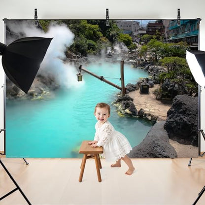 5x7ft Photography Backdrop hot Spring beppu Oita Japan Geothermal spa jigoku Japanese Photo Backdrop Photography Background for Photoshoot Portrait Video Party Photo Studio Prop Booth - color: Color10