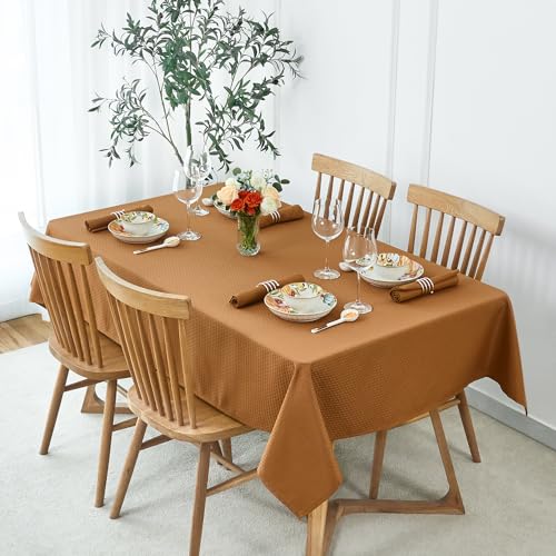 maxmill Fall Cloth Napkins 20 x 20 Inch Weaved Texture Design Soft Comfortable Luxury Serviette for Harvest Thanksgiving Family Dinners Weddings Parties and Banquets Set of 4 Pieces, Amber - color: Amber, size: 20" x 20" (Set of 4)