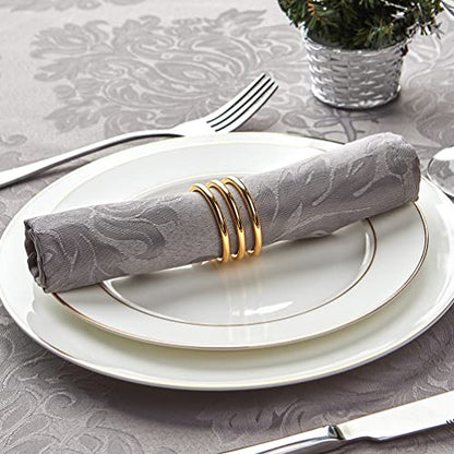 Cloth Napkins Set of 8 – Square 17x17 Inch Jacquard Fabric Polyester Washable Reusable Cloth Napkins for Kitchen Dinner Dining Restaurants Wedding Party Banquet Table (Grey, 17X17 Inch) - color: Gray(01)