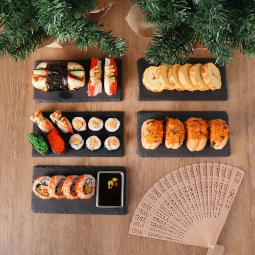 16 Pack 4 x 8 Inch Slate Cheese Boards, Black Rectangle Slate Charcuterie Boards, Natural Charcuterie Stone Plates for Parties, Gifts, and Special Events, Cheese, Sushi, Food. - size: 16 Pack 4 x 8 Inch