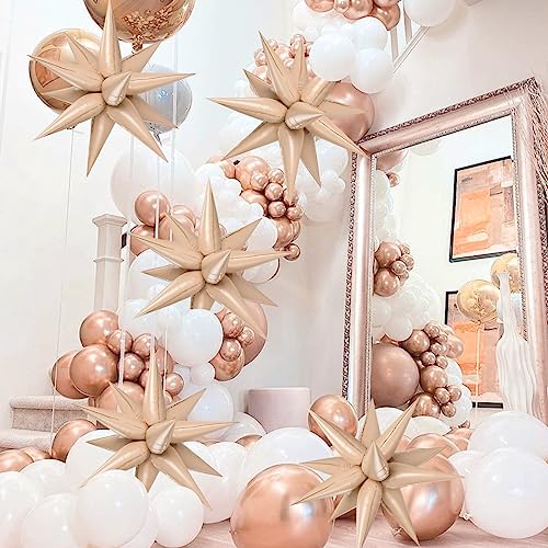 72 PCS Caramel Star Balloons, Big 26 Inch Foil Spike Balloons, Explosion 12 Point Cone Balloon Large for Wedding Anniversary Backdrop Birthday Party Decorations - color: Caramel Star Cones, 26 Inch