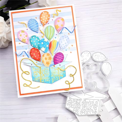 Scrapbooking Die-Cuts for Card Making, Christmas Metal Cutting Dies, Paper Craft Punch Template, Background Embossing Stencils, DIY Album Décor (Ballon Box-8.2x11.8cm) - color: Ballon box-8.2x11.8cm