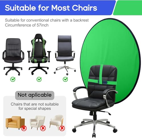 Portable Green Screen Chair, 57 in Greenscreen Backdrop with Stand Double Sided Foldable Green Background, Chroma Key, for Photography Streaming Gaming Photo Zoom Video Chats and Meeting - color: green