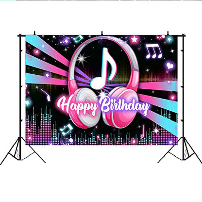 Lofaris Lofaris Popular Musical Theme Birthday Party Backdrop Music Happy Birthday Background Kids Adults Large Birthday Musical DJ Short Video Party Cake Table Supplies 7x5ft - size: 7x5ft