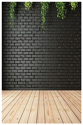 Black 5X7FT Vinyl Photography Backdrop with Wood Floor Design for Christmas, Wedding, Birthday - size: 5x7ft