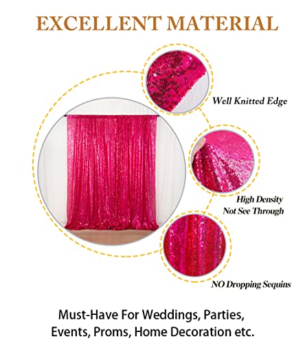 ShinyBeauty 5FTx7FT Sequin Backdrop Curtain Sparkly Fuchsia Photo Backdrops Shimmer Photography Background Wedding Drapes Glitter Backdrop Curtain for Party Birthday (Hot Pink - color: Hot Pink, size: 5FTx7FT